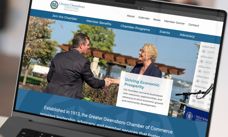 Greater Owensboro Chamber of Commerce website on a laptop