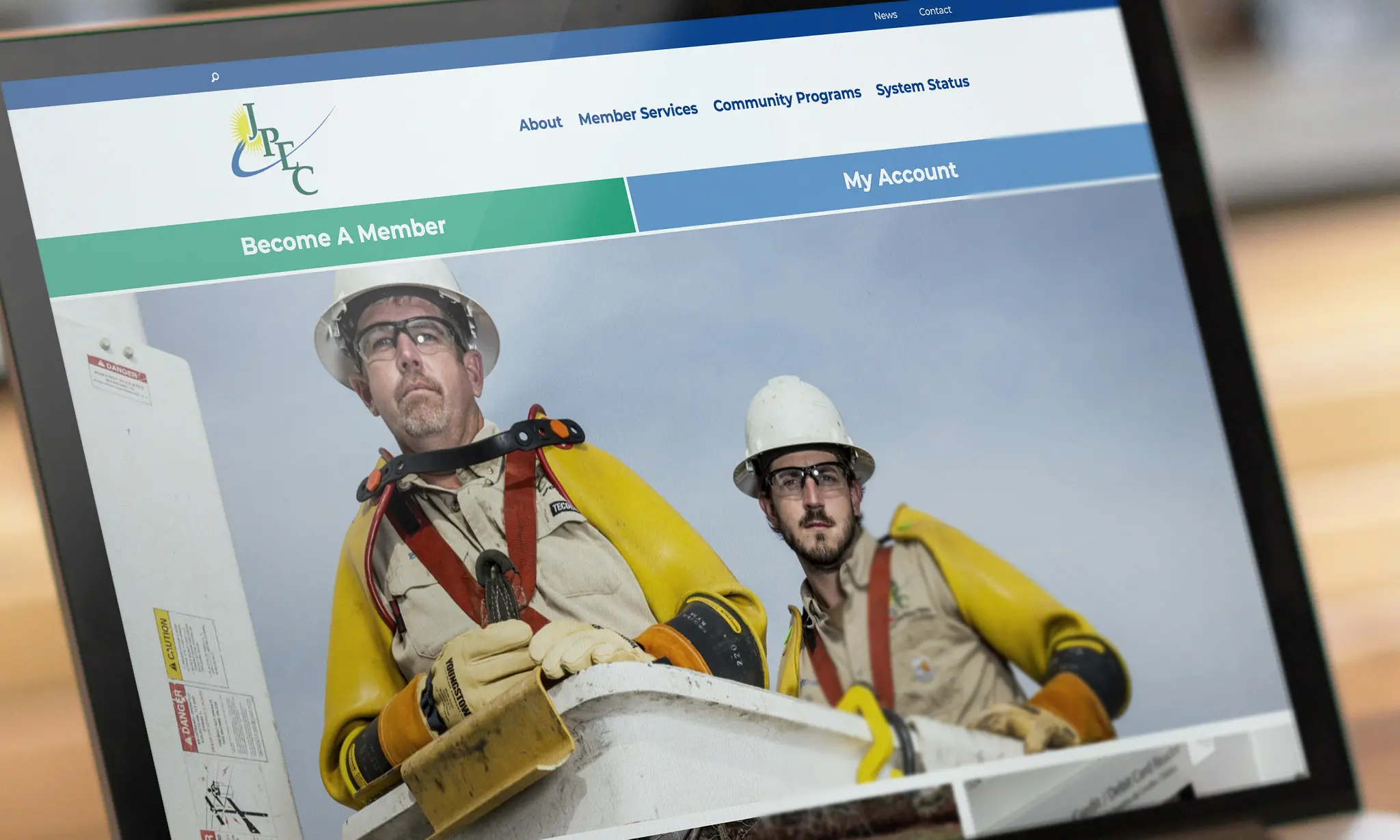 JPEC website on laptop