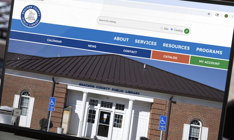 Bracken County Public Library website on a laptop