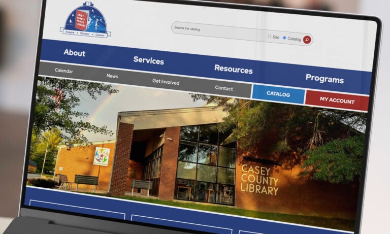 Casey County Public Library on a laptop