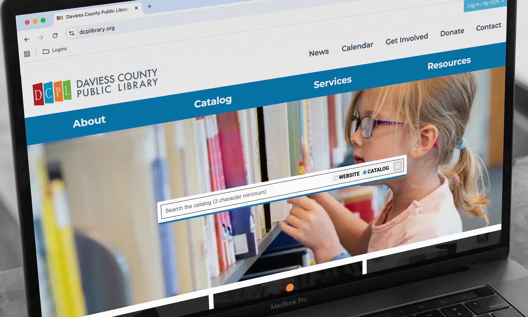 Daviess County Public Library on a laptop