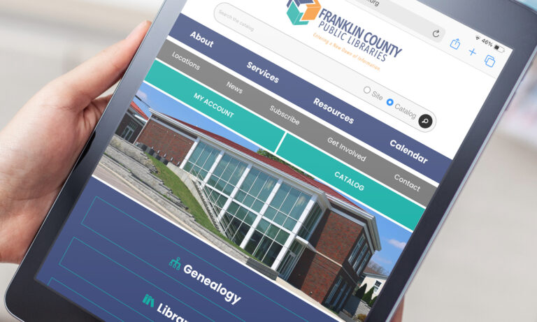 Franklin County Public Library website on a tablet