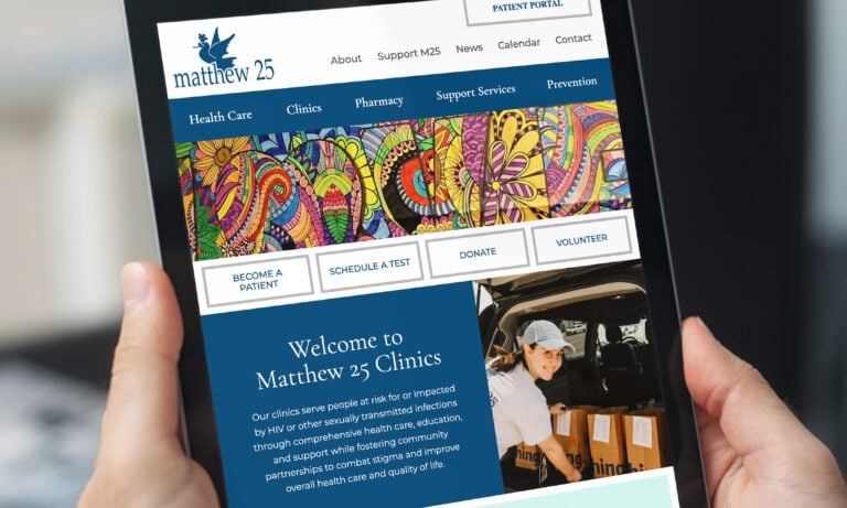 Matthew 25 website on a tablet