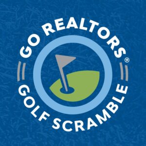 Logo badge and wordmark for GO Realtors Golf Scramble