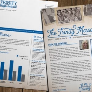 Newsletter design for Trinity High School