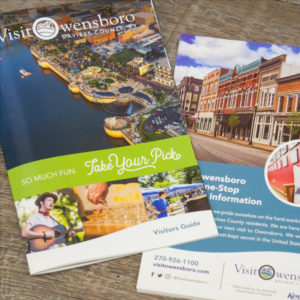 44-page tourism brochure and map design for Owensboro Daviess County Convention & Visitors Bureau