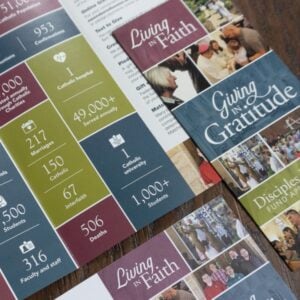 Materials designed for the annual appeal mailing of the Diocese of Owensboro - includes letterhead and pledge cards with variable data, brochures, flyers and posters.