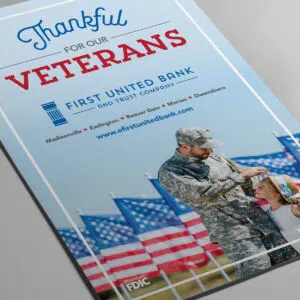Veterans Day ad design for First United Bank