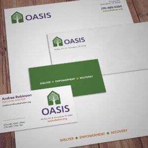 Stationery design for OASIS Shelter