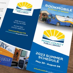 Bookmobile brochure and schedule layout for Perry County Public Library