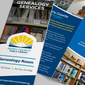 Genealogy Room brochure layout for Perry County Public Library